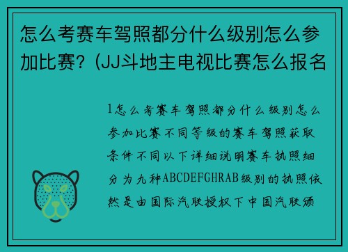 怎么考赛车驾照都分什么级别怎么参加比赛？(JJ斗地主电视比赛怎么报名？)